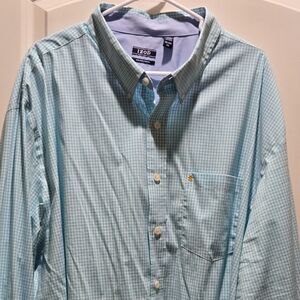 Izod 3XL long sleeved buttons shirt Teal And White checkered